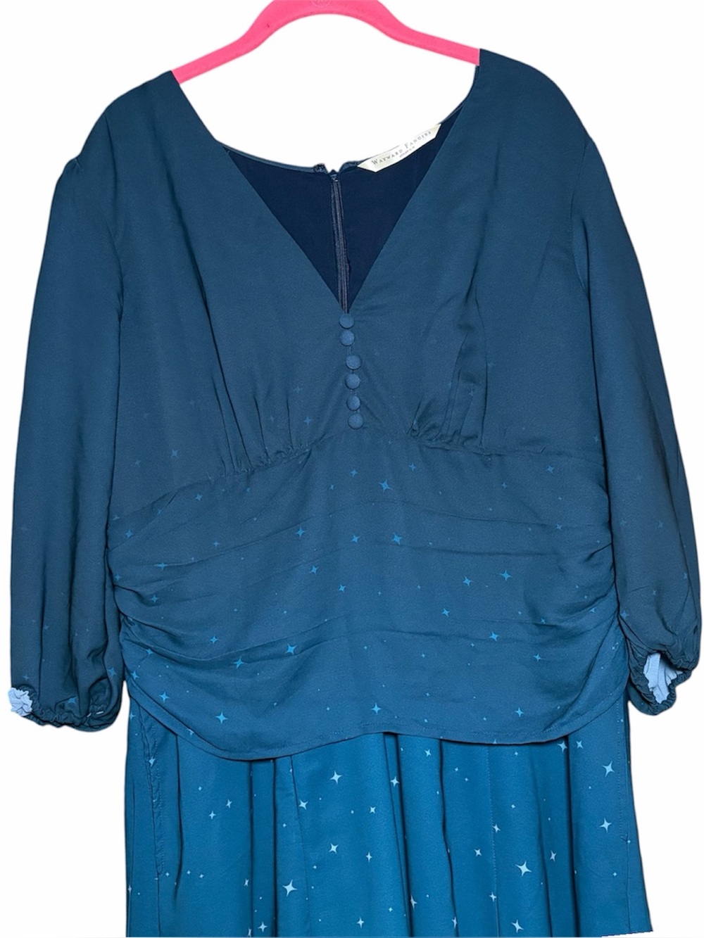 Wayward Fancies eShakti XL 18 Blue Ombre Star Dress Empire Waist - Picture 2 of 9